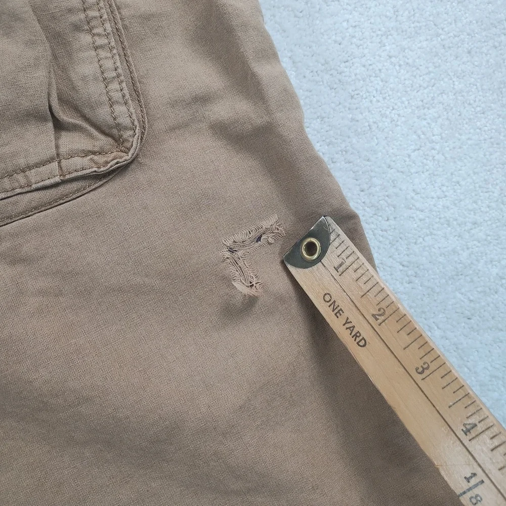 Lucky Brand Linen Shorts Men's 33 Khaki Drawstring Relaxed Safari Summer Beach
